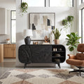 Organic Modern Carved Sideboard Cabinet Living Room, solid wood, built to order, view 3
