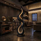 Contemporary Wave Lamp with Table, solid wood, built to order, view 4