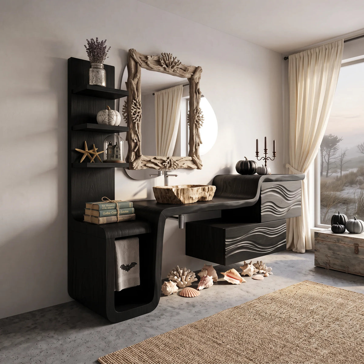 Organic Modern Bathroom Vanity Ensuite, solid wood, built to order, view 4