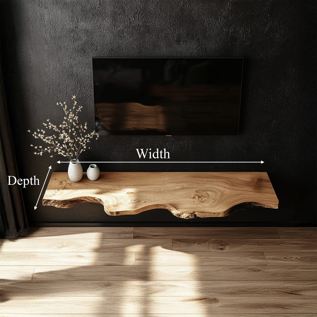 Handcrafted Floating TV Bench Living Room Decor, solid wood, built to order