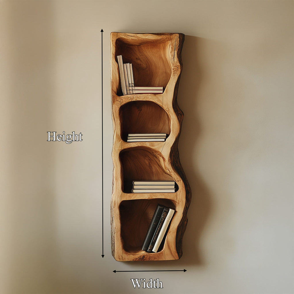 Organic Sculptural Statement Wall Shelf, solid wood, built to order
