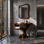 Contemporary Single Bathroom Vanity with Sculptural Branch Support, solid wood, built to order