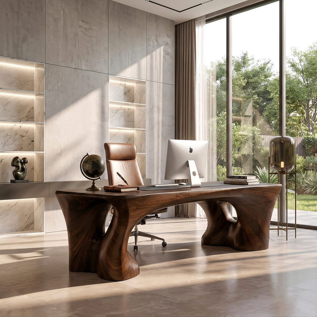 Sculptural Trestle Desk