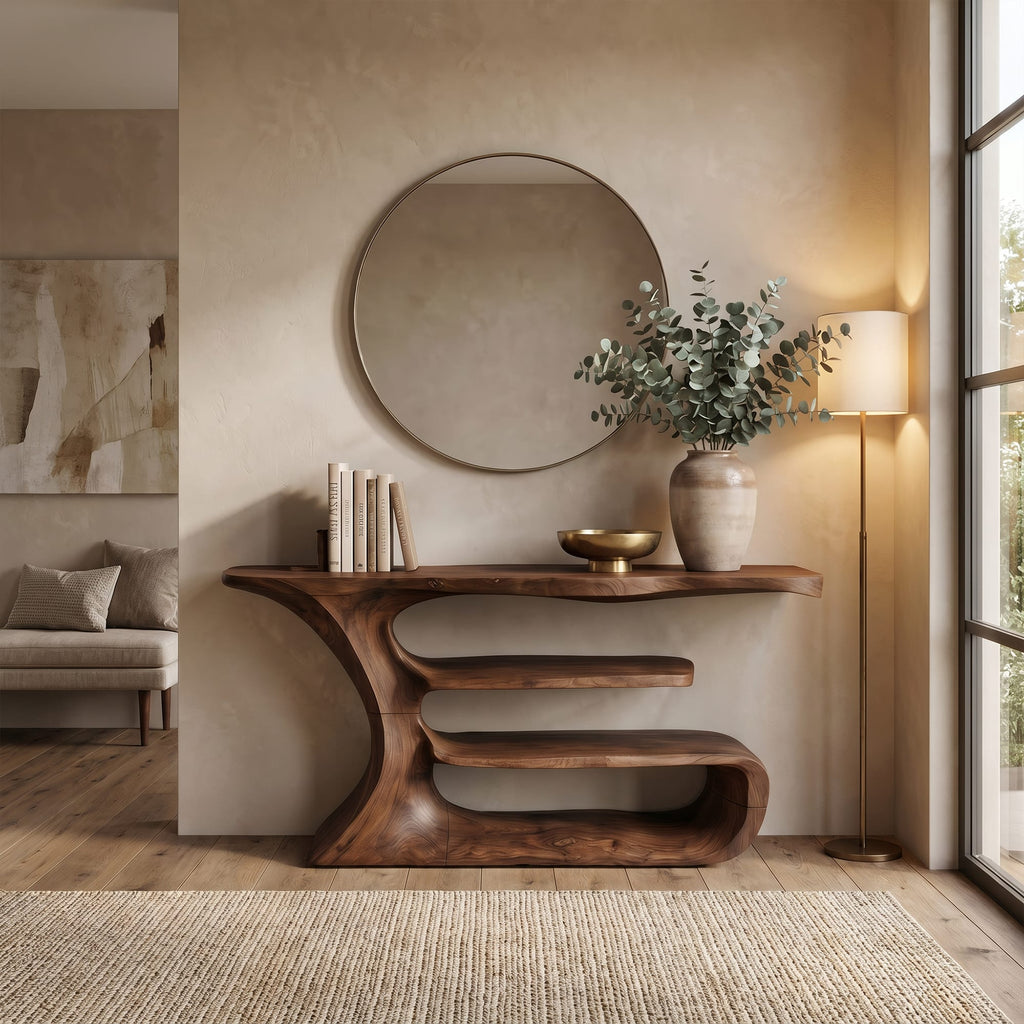 Sculptural Solid Artistic Console Table