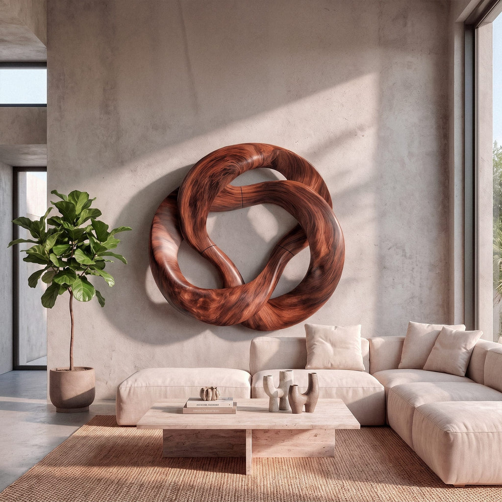 Mid Century Swirl Wall Art, solid wood, built to order