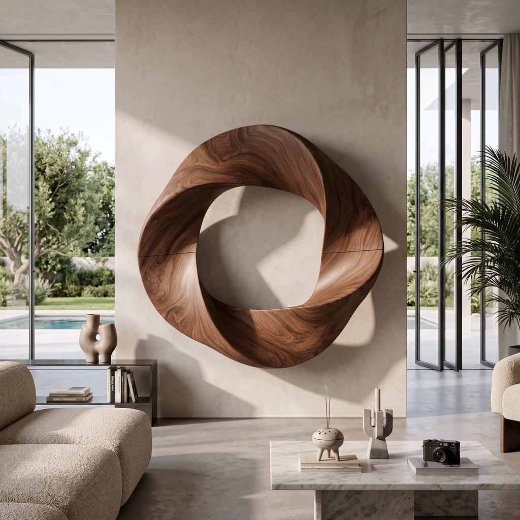 Contemporary Interlocking Circle Wall Art, solid wood, built to order