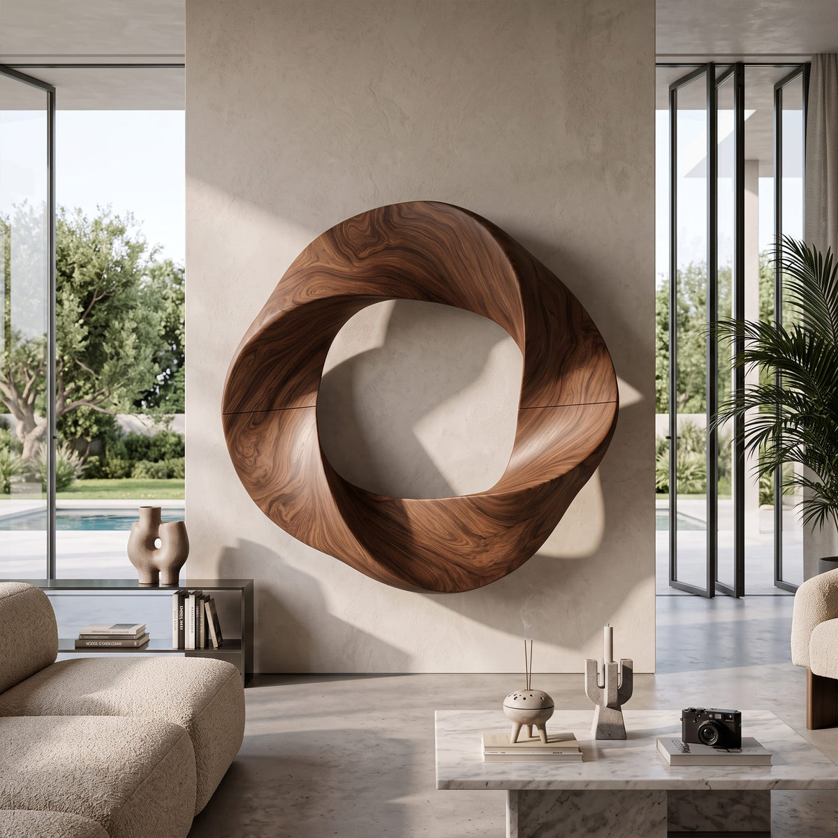 Contemporary Interlocking Circle Wall Art, solid wood, built to order