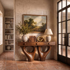 Sculptural Double Solid Console Table