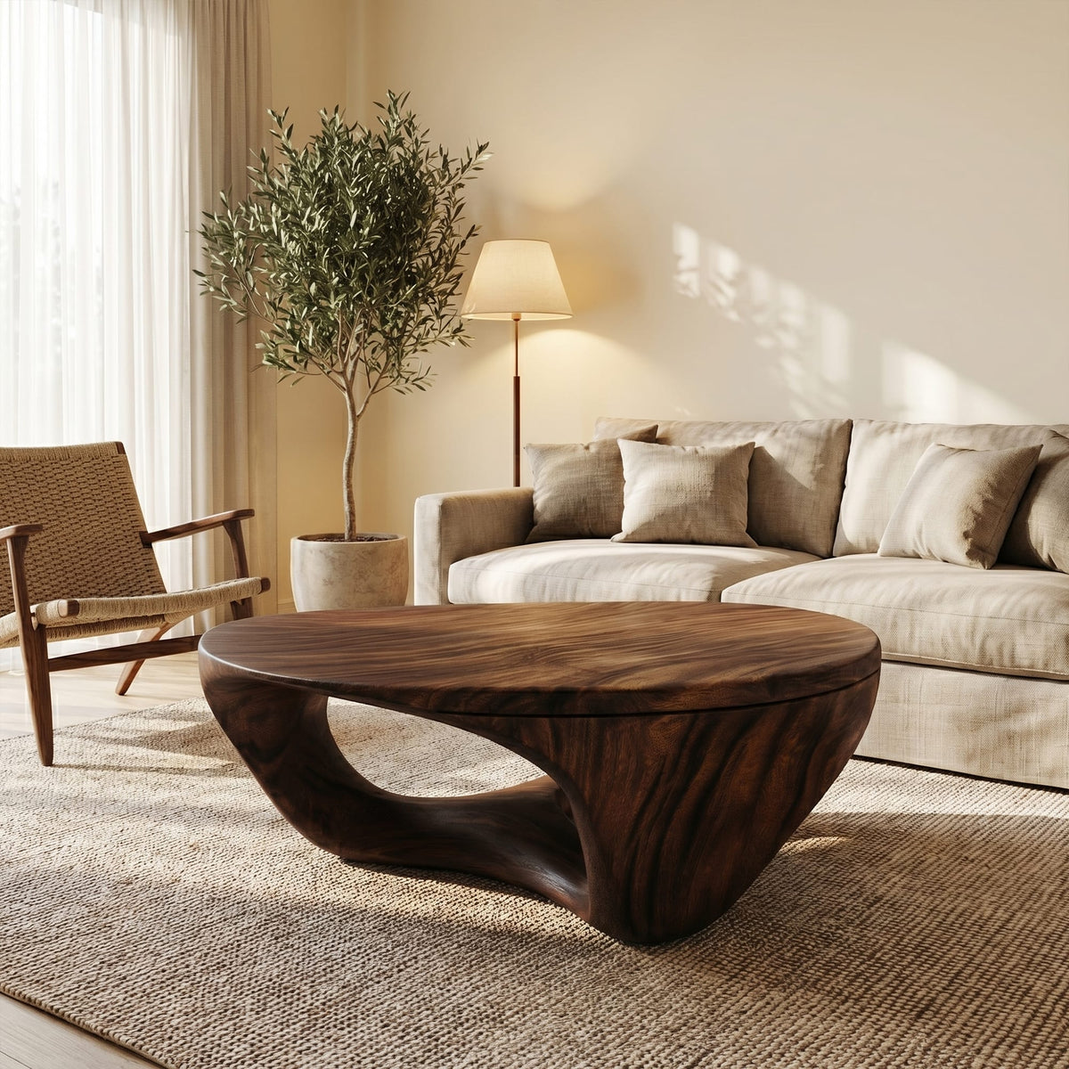 Contemporary Sculptural Coffee Table, solid wood, built to order