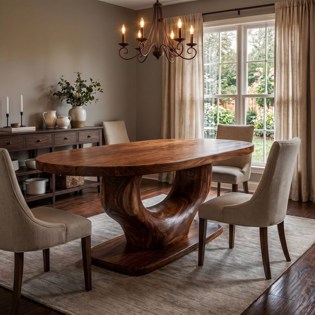 Curved Solid Dining Table