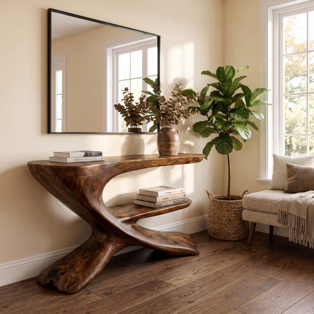 Organic Solid Foyer Console Table