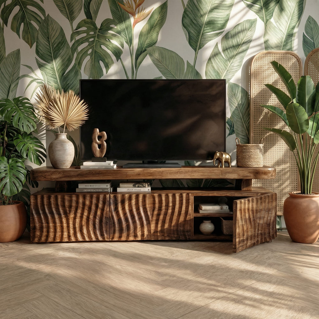 Modern Wave Pattern TV Cabinet