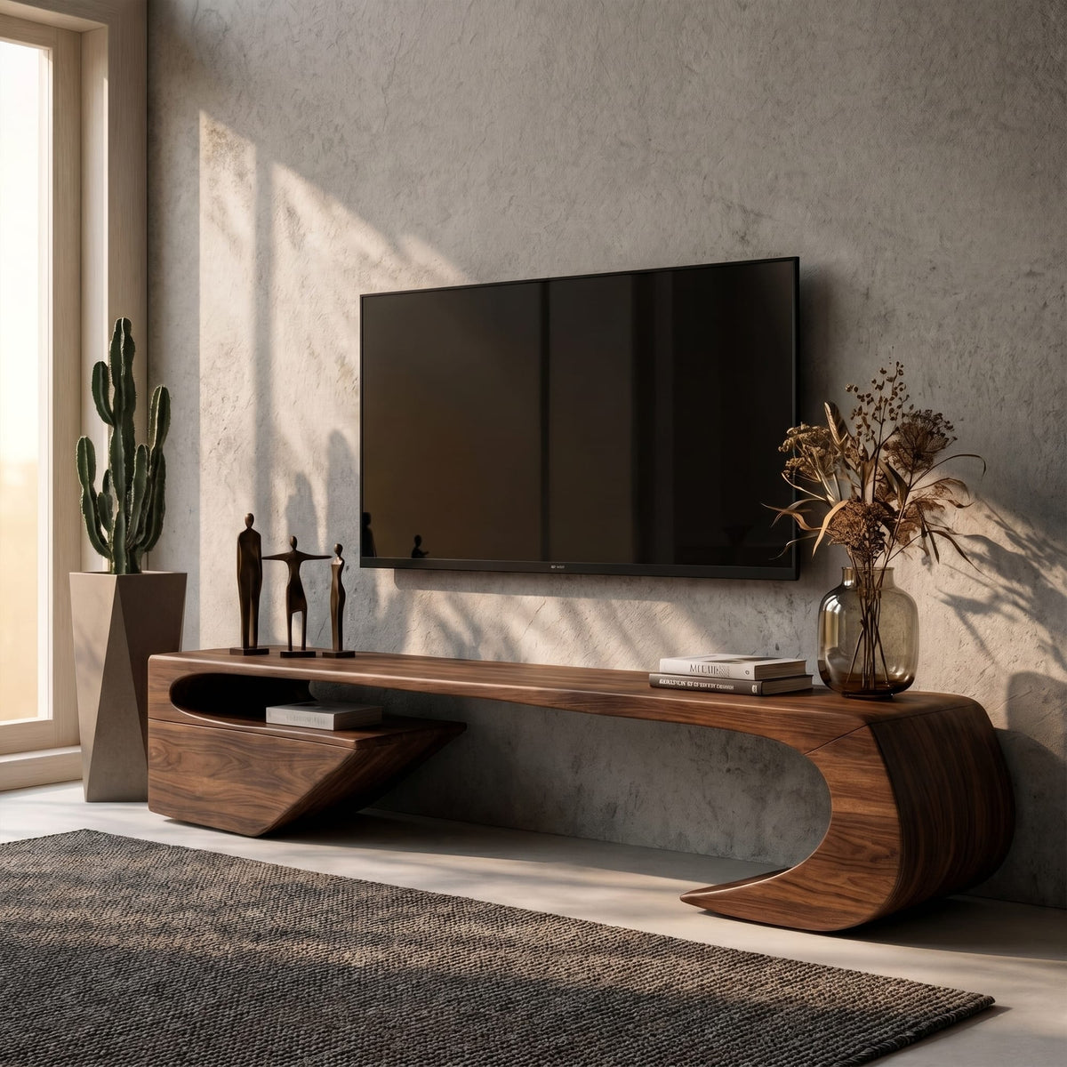 Japandi Curved TV Cabinet