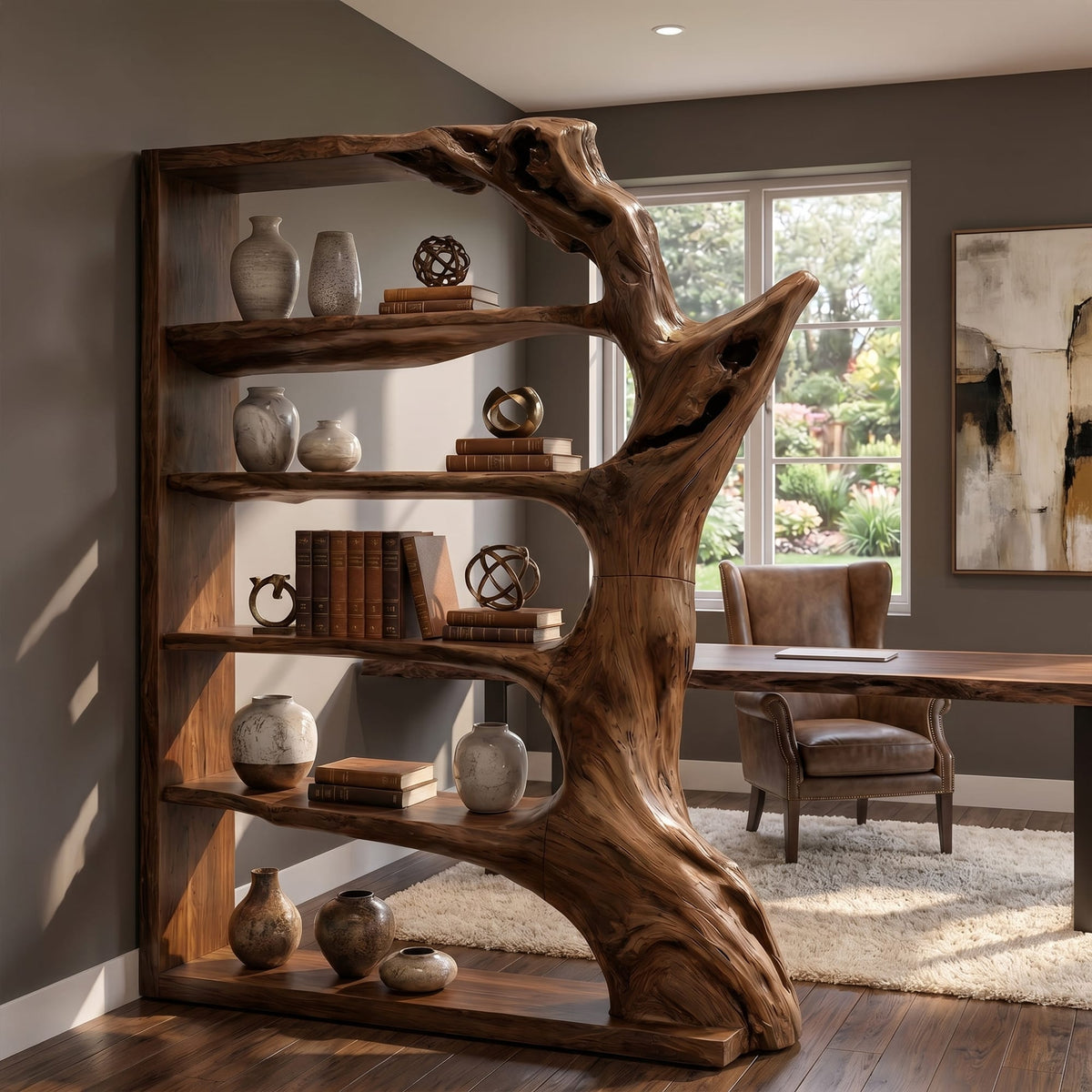 Contemporary Tree Bookshelf, solid wood, built to order