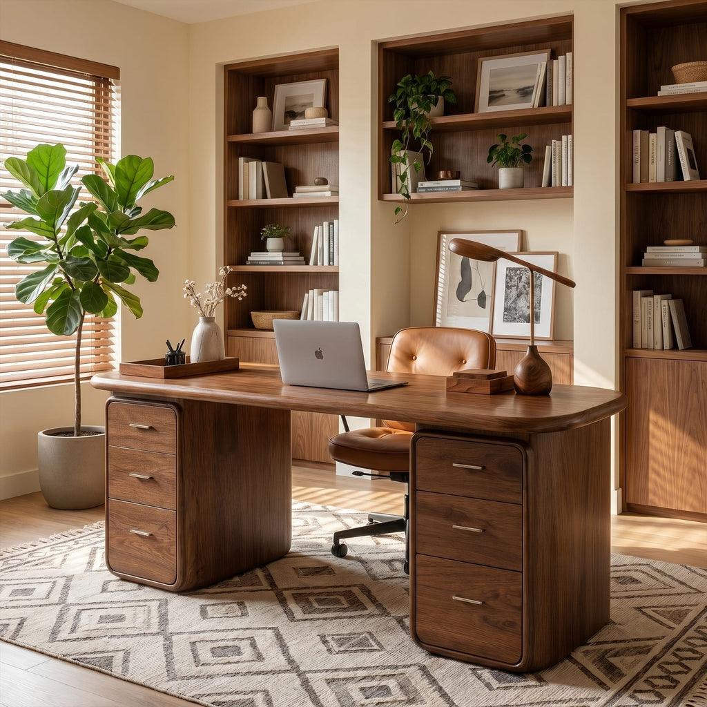 Contemporary Desk with Built in Drawers, solid wood, built to order