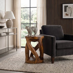 Handcrafted Side Table with Organic Twisted Design, solid wood, built to order