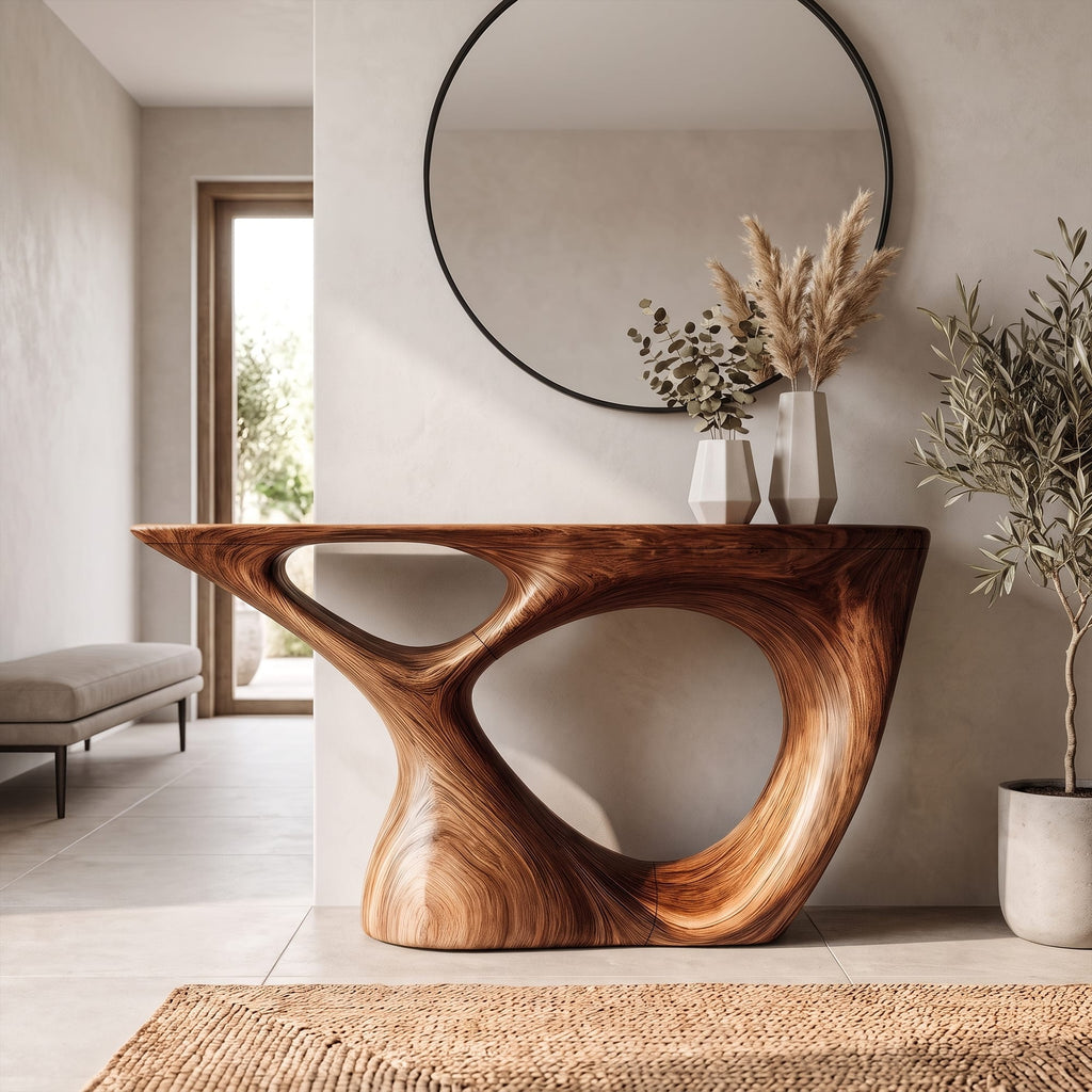 Sculptural Curved Base Console Table