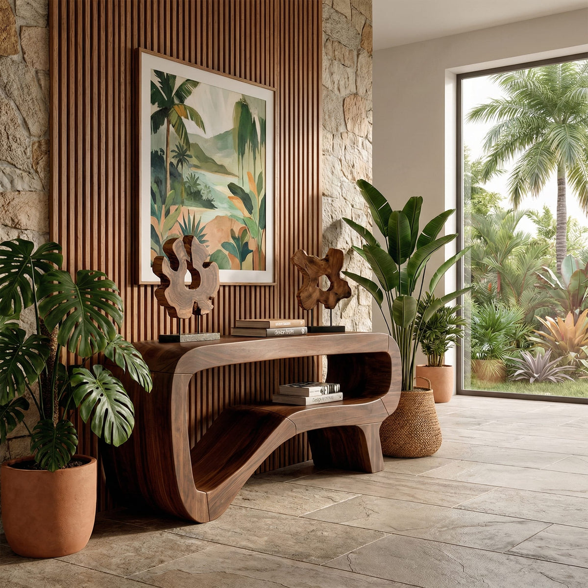 Minimal Sculptural Foyer Console Table