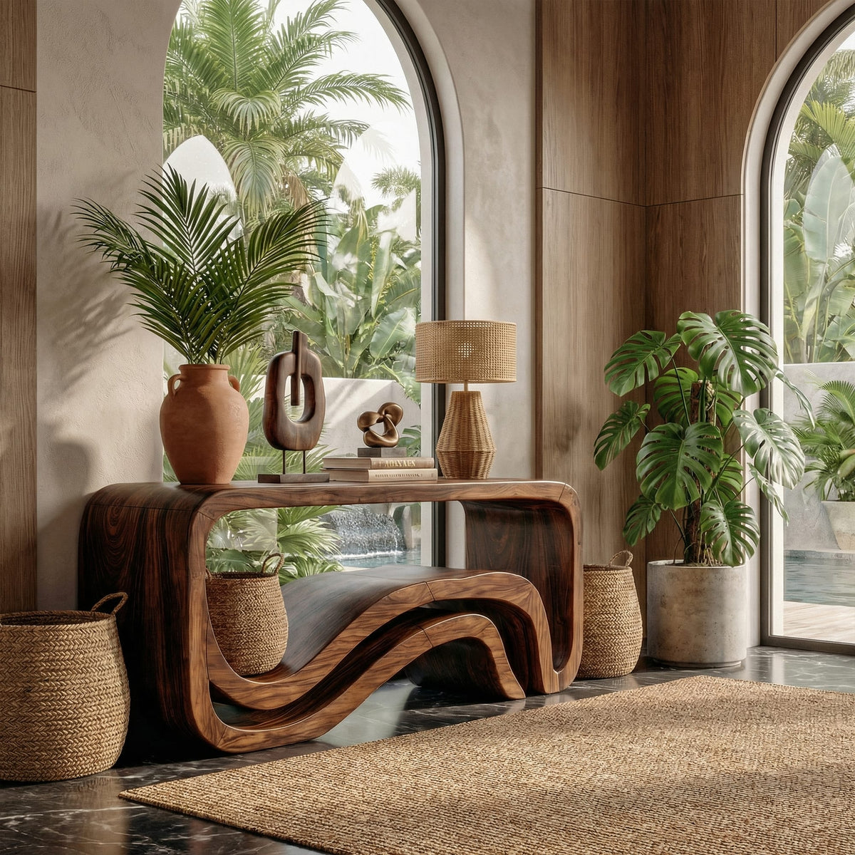 Sculptural Wave Console Table