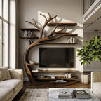Rustic Tree TV Stand Bedroom Or Living Room Decor, solid wood, built to order