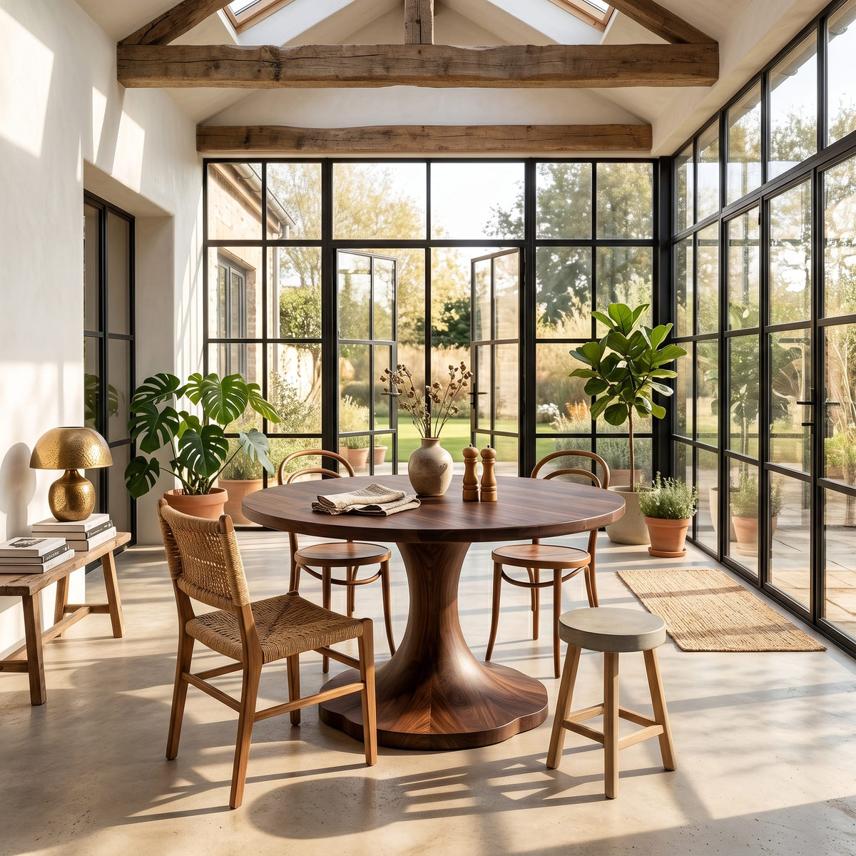 Organic Pedestal Solid Dining Table