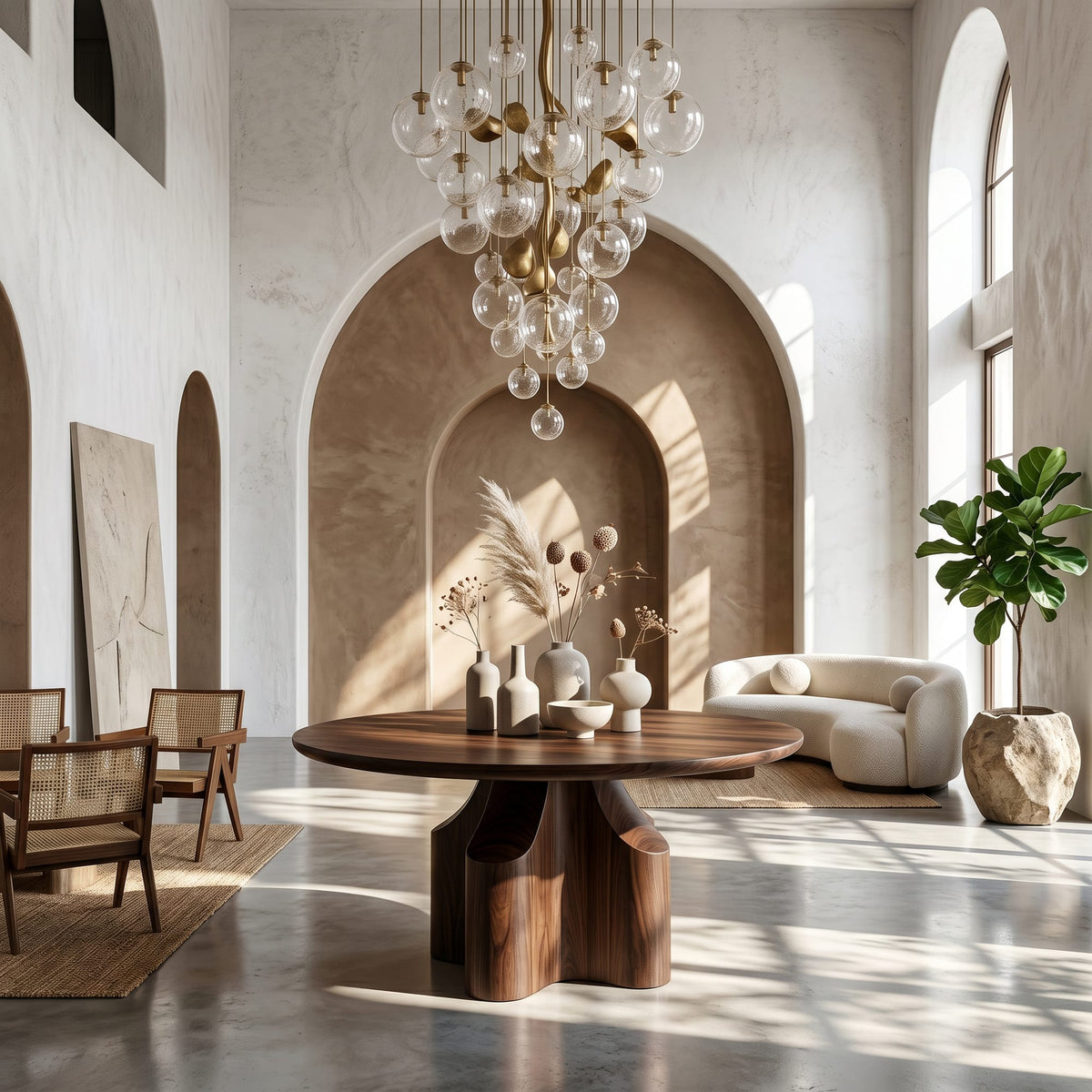 Contemporary Sculptural Pedestal Console Table