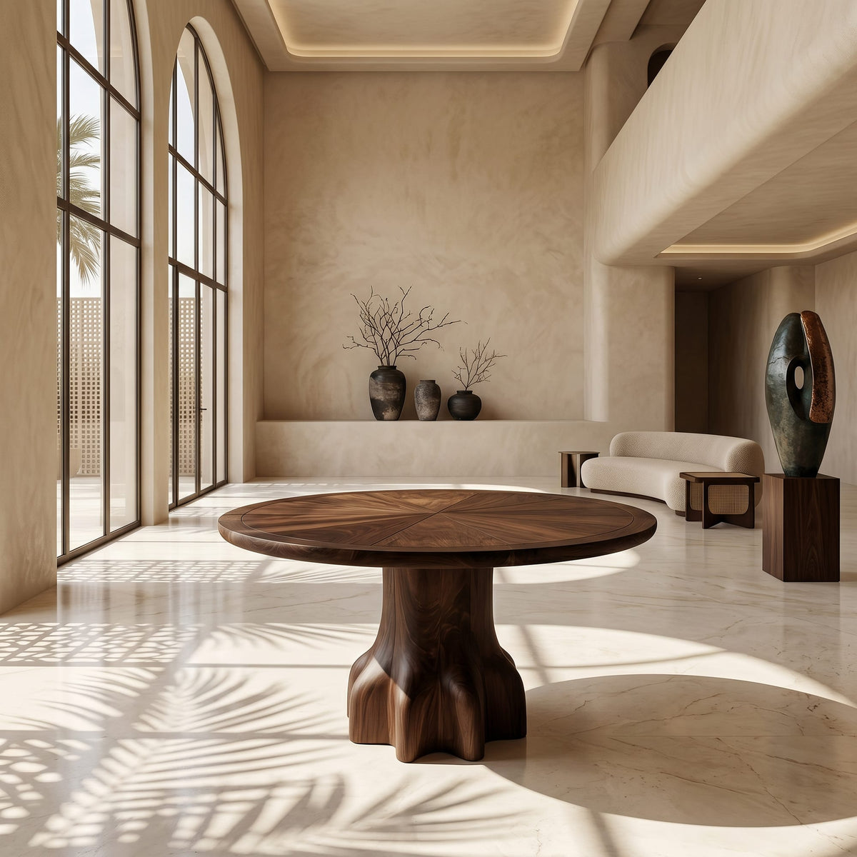 Solid Pedestal Console Table