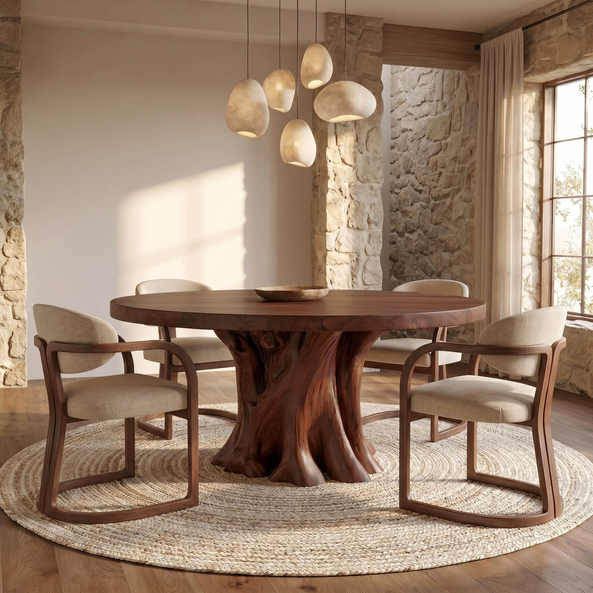 Round Solid Sculptural Dining Table