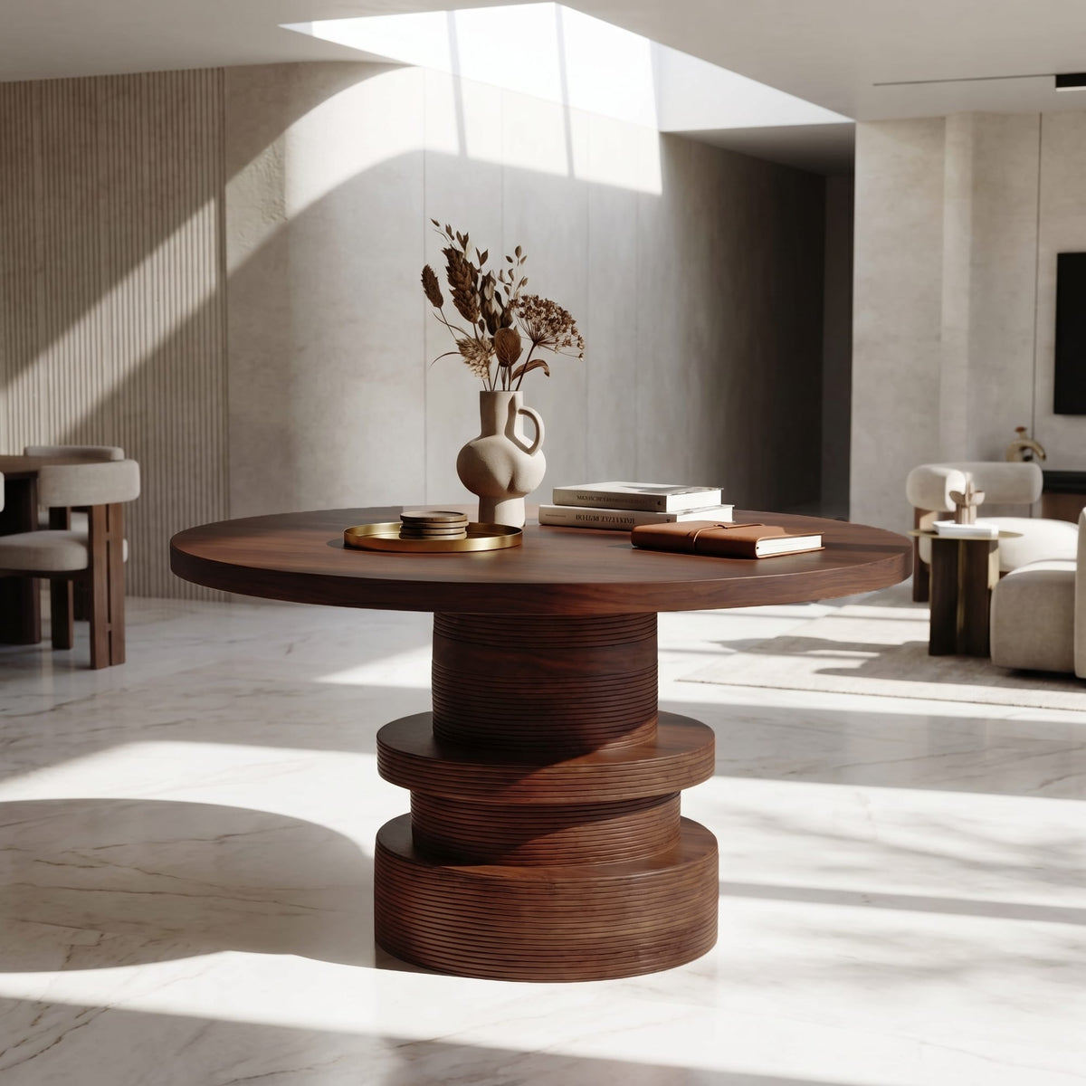 Round Sculptural Console Table