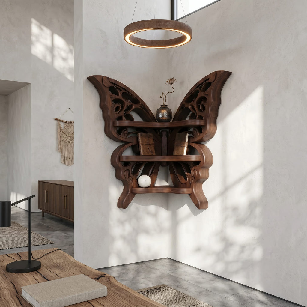 Sculptural Butterfly Floating Shelf
