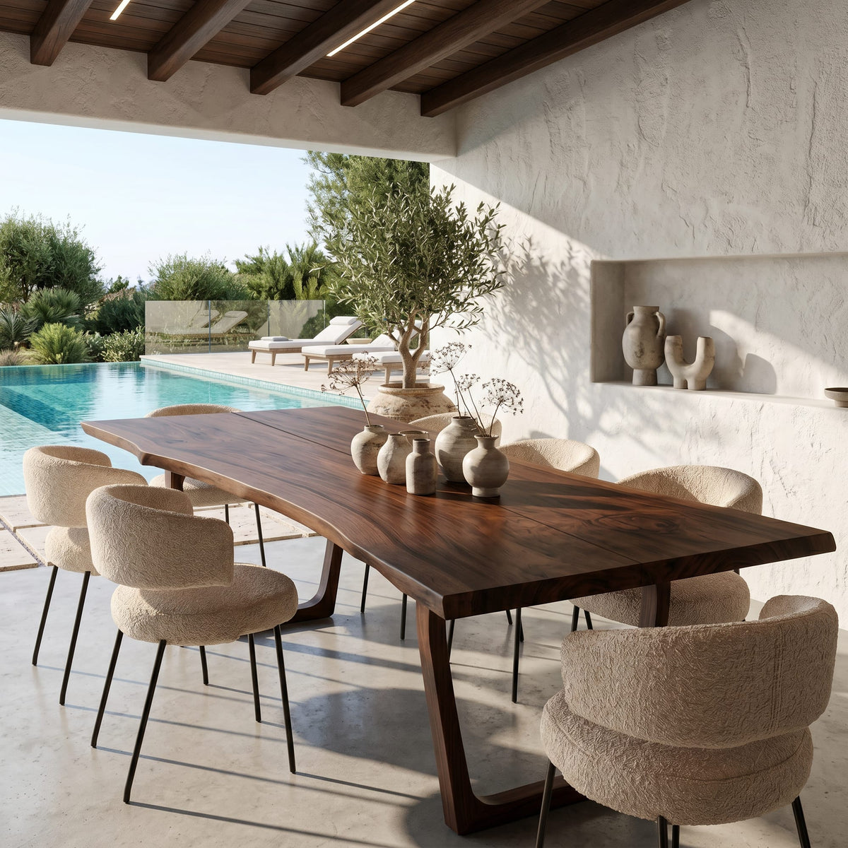 Live Edge U-shaped Dining Table