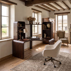 Contemporary Computer Desk with Corner Bookcase, solid wood, built to order