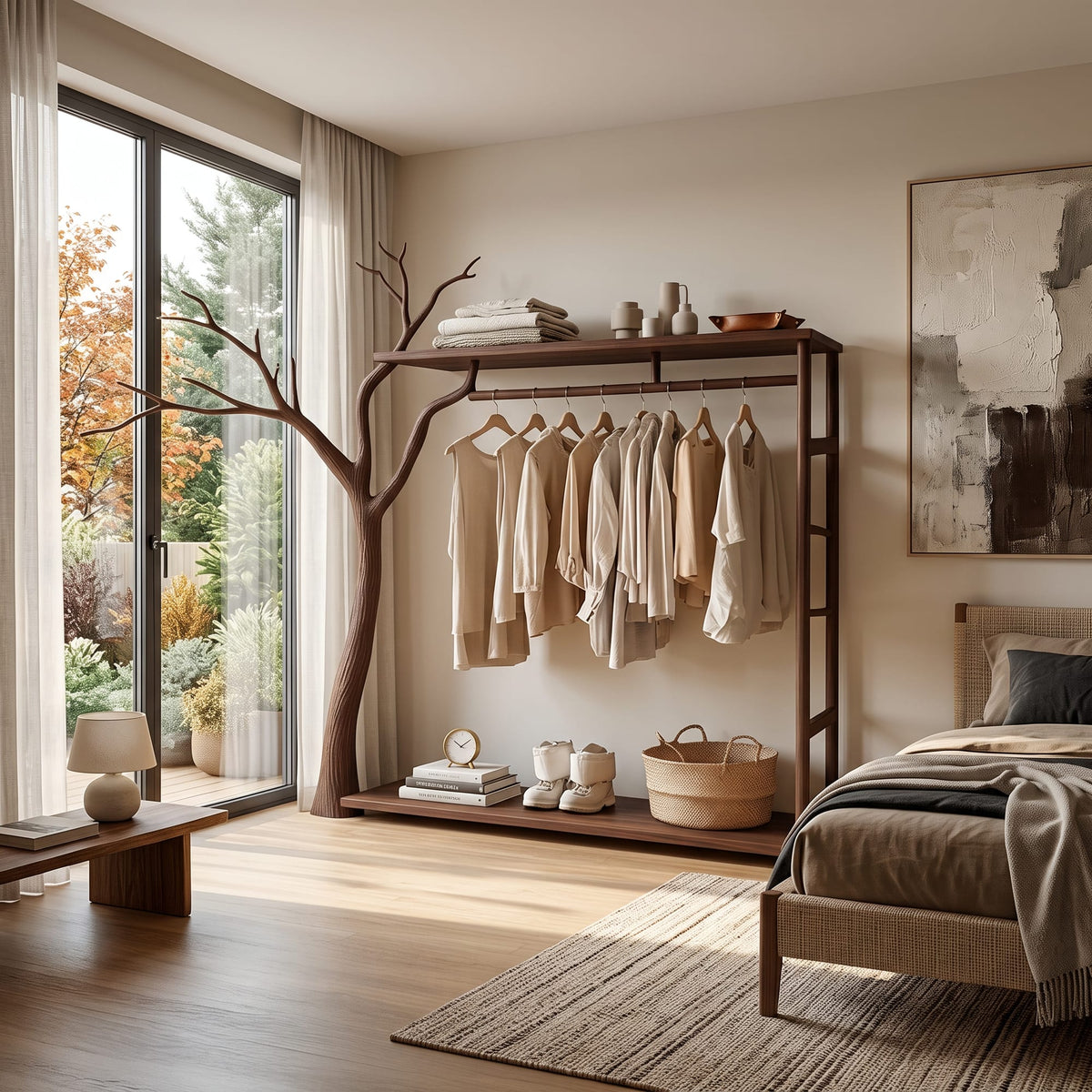 Rustic Clothing Shelf Rack Entryway Bedroom, solid wood, built to order
