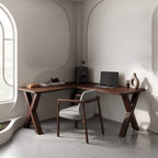 Midcentury Corner Table Home Office, solid wood, built to order