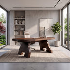 Contemporary Office Desk with Edge Top, solid wood, built to order