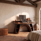 Contemporary Office Desk with Raised Monitor Platform, solid wood, built to order