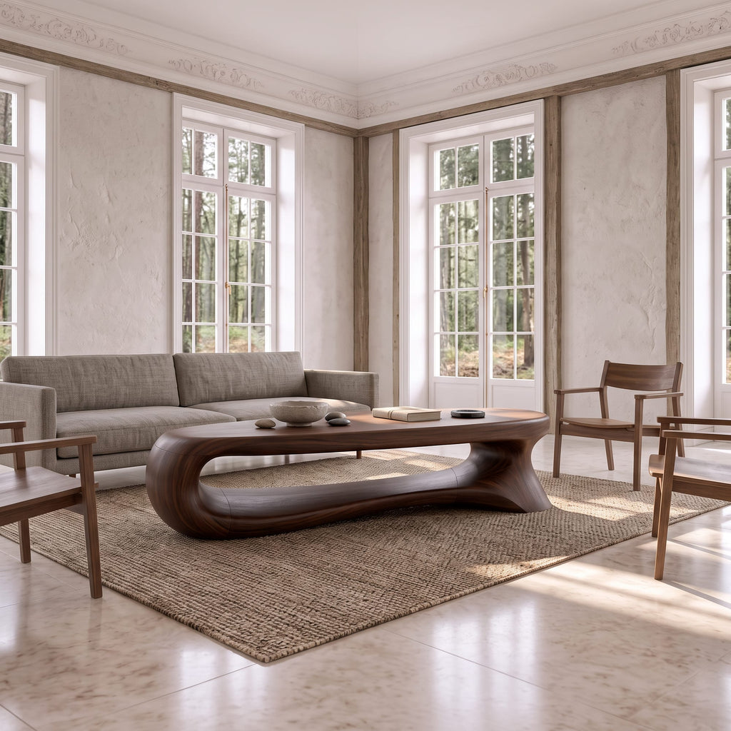Contemporary Coffee Table with Oval Top Design, solid wood, built to order