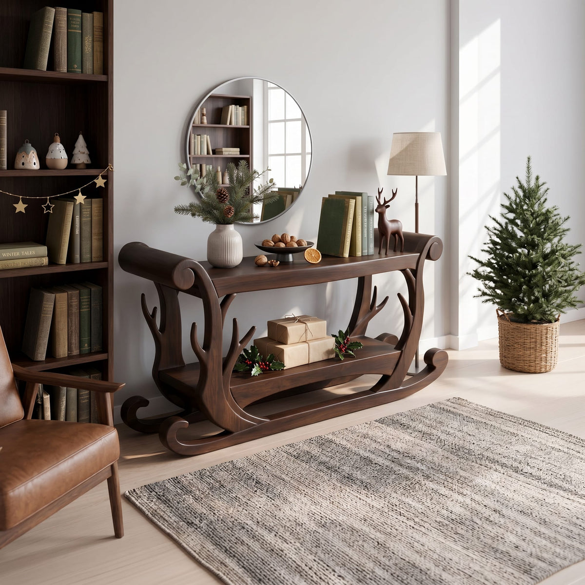 Sleigh Inspired Console Table