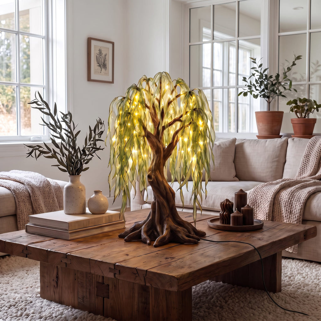 Farmhouse Tree Table Lamp, solid wood, built to order