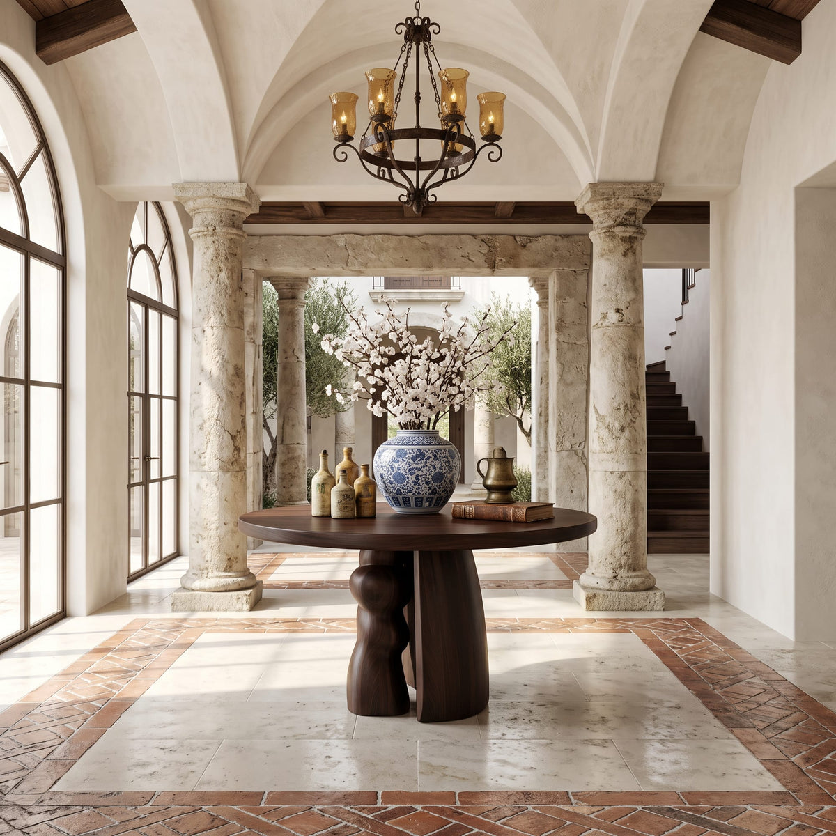 Round Solid Console Table