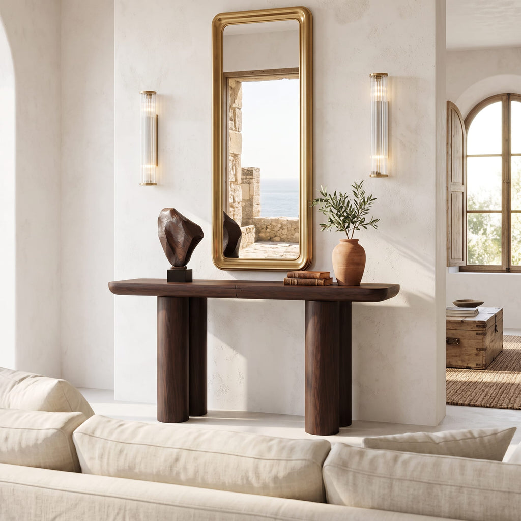 Midcentury Black Console Table Living Room, solid wood, built to order