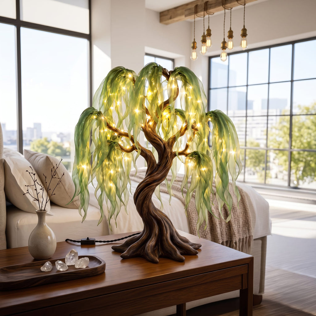 Contemporary Sculptural Tree Table Lamp, solid wood, built to order