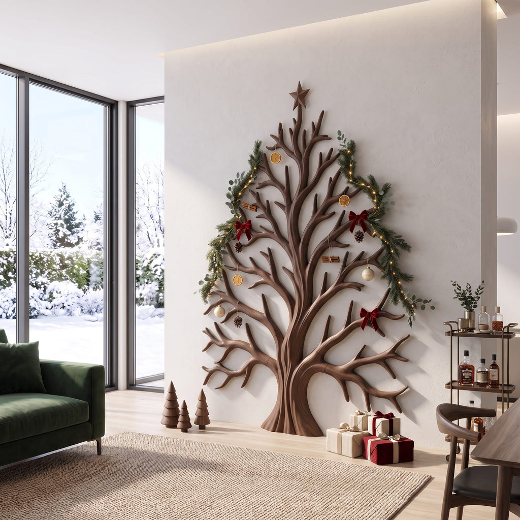 Contemporary Wall Decor with Tree Silhouette, solid wood, built to order
