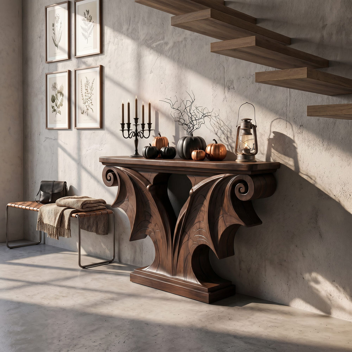 Sculptural Entryway Console Table