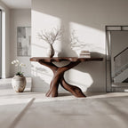 Mid Century X-base Console Table