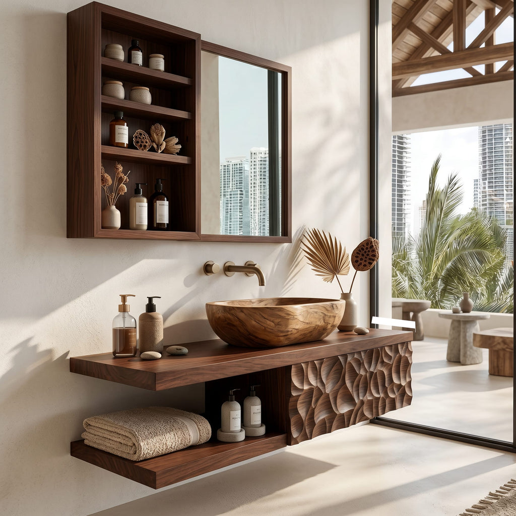 Handcrafted Floating Bathroom Vanity, solid wood, built to order