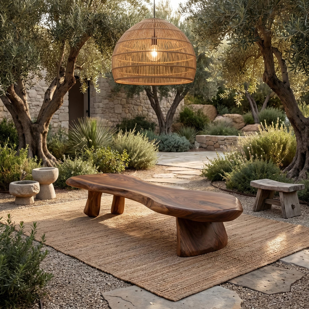 Rustic Bench Tree Slab Design, solid wood, built to order