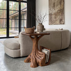 Contemporary Sculptural Side Table with Tree Inspired Base, solid wood, built to order