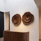 Contemporary Flower Wall Art with Sculptural Spiral Form, solid wood, built to order