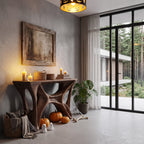 Console Table with Spider Web Inspired Base, solid wood, built to order